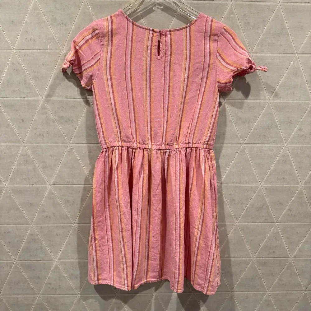 Gap girls Kids linen striped Bow-Sleeve Dress XL